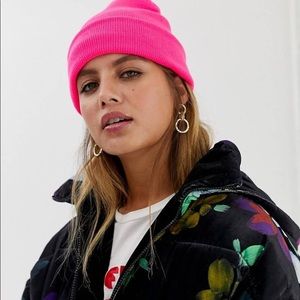 Hot pink missguided pink cuff beanie